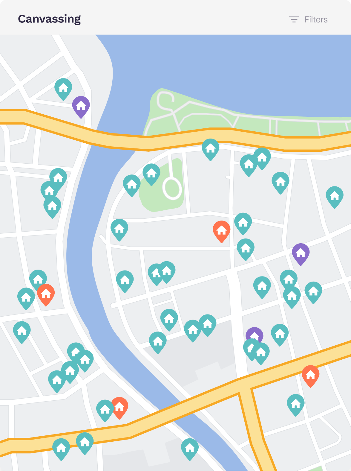 Political Campaign Proximity Canvassing Map With Houses